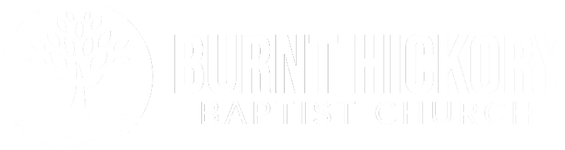 Logo of Burnt Hickory Baptist Church featuring a stylized tree inside a circle on the left, and the churchs name in bold, capital letters on the right. The text reads Burnt Hickory Baptist Church.